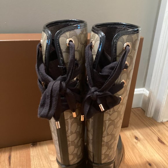 Coach Khaki /Chestnut Tristee Rainboots - EUC - Picture 11 of 15